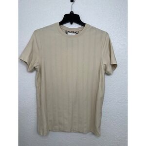 Cactus Man Ricky Singh Mens XL Beige Vertical Ribbed Short Sleeve T-Shirt Tan‎